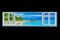 Stretched Beach Virtual LED window wall box