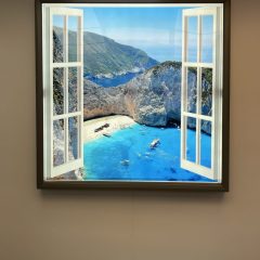 Mountain with beach LED Virtual Window Wall Art