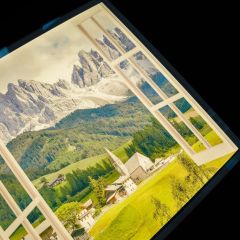 White Mountains LED Virtual Window Wall Art